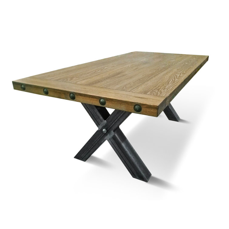 VVRHomes Edgard Solid Wood Top Metal Base Dining Table Wayfair